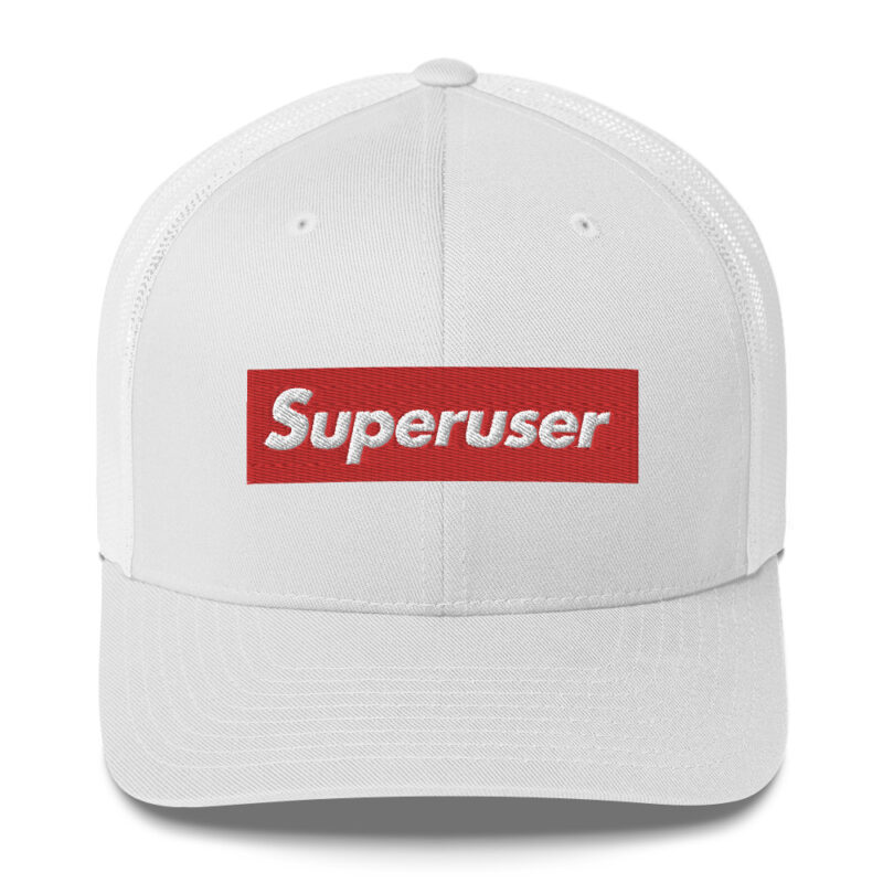 “Superuser” Trucker cap (WHTE w/ redbox)