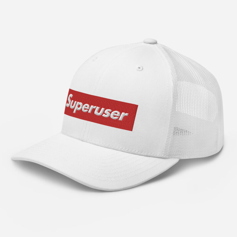 “Superuser” Trucker cap (WHTE w/ redbox) - Image 2