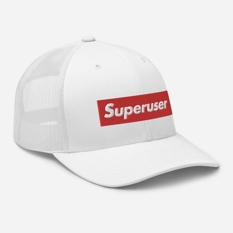 “Superuser” Trucker cap (WHTE w/ redbox) - Image 3