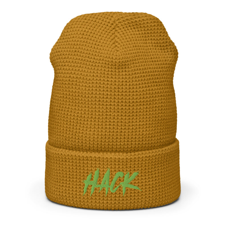 Serial Hacker Honeycomb Knit Beanie - TerminalGreen/Mustard - Image 3