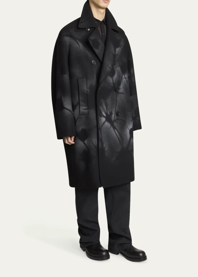 DRIES VAN NOTEN : Men's Racos Printed Double-Breasted Coat - Image 4